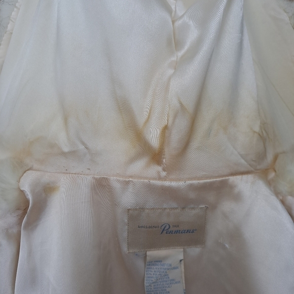 Vintage Penmans faux fur womens coat with hood, off white, Medium,bears pattern - Picture 16 of 16